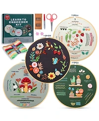 Gnuadz 4-piece Embroidery Kit Beginners Simple Patterns 31 Stitches