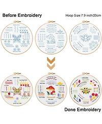 Gnuadz Embroidery Kit Beginners 3 Packs 30 Stitches Practice Tool Hoop Threads