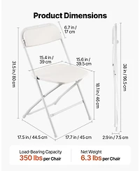 Gouun Plastic Folding Chairs Pack of 4 with Metal Frame, 350 lb Capacity Each