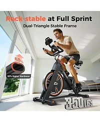 Fed Fitness Light-Commercial Magnetic Exercise Bike, 45LB Flywheel, 100-Level Resistance, 350LB Capacity, 20dB Ultra-Quiet and Large Hd Display