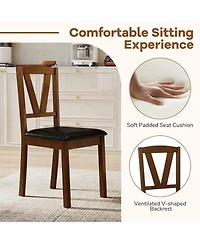 Slickblue Set of 2 Dining Chairs with Pu Leather Seat, Wooden Frame and Modern Design