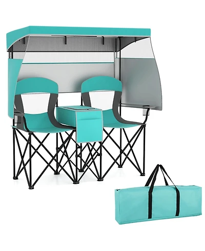 Gouun Folding Beach Chair with Headrest and Cup Holder