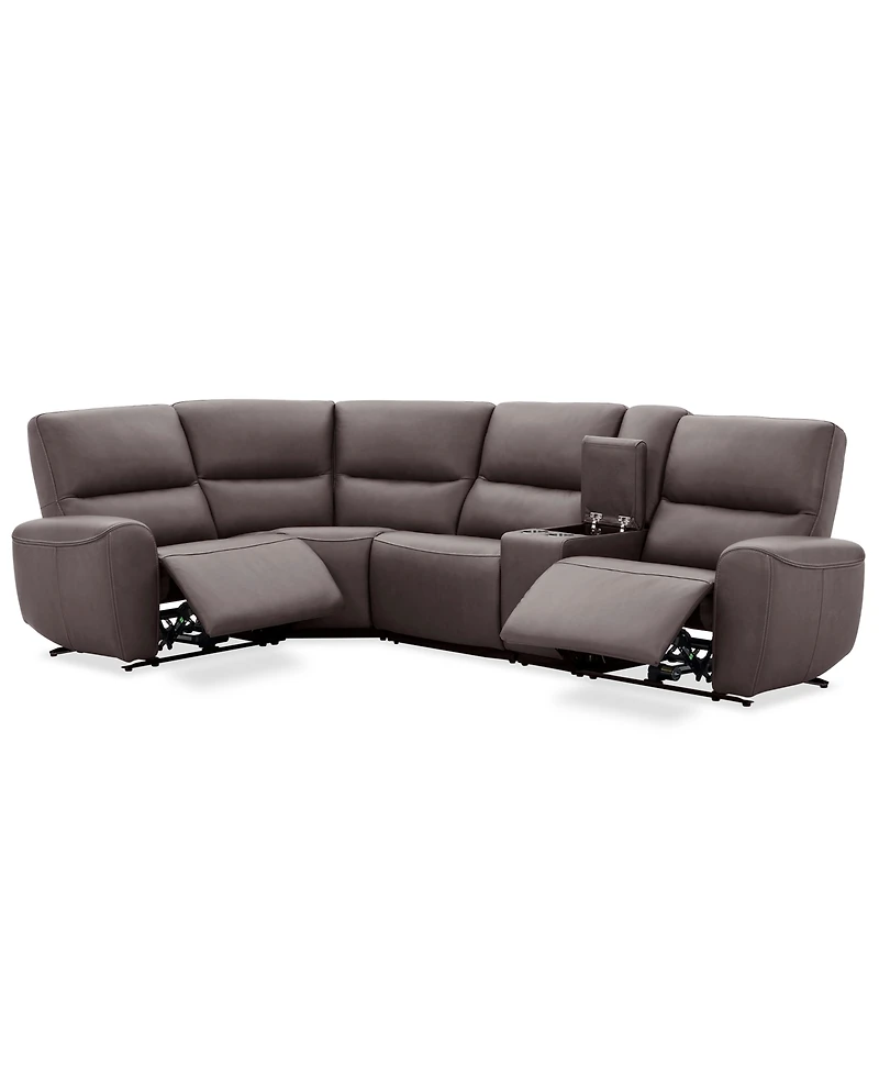Symond 5-Piece Leather 2 Power Motion Sectional Sofa