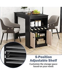 Slickblue Home Bar Table with Wine Rack and Storage Cabinet, Space Saving Kitchen Furniture