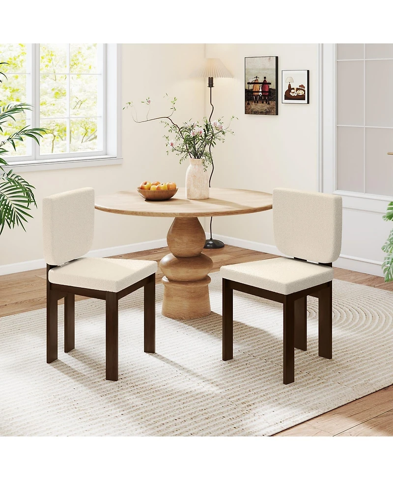 Slickblue Set of 2 Wooden Dining Chairs with Rubber Wood Frame for Kitchen and Living Room