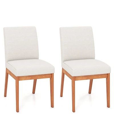 Slickblue Modern Armless Dining Chairs Set of 2 with Upholstered Seat and Wooden Legs
