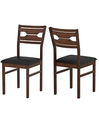 Slickblue Set of 2 Dining Chairs with Pu Leather Cushion Seat and Solid Rubber Wood Frame