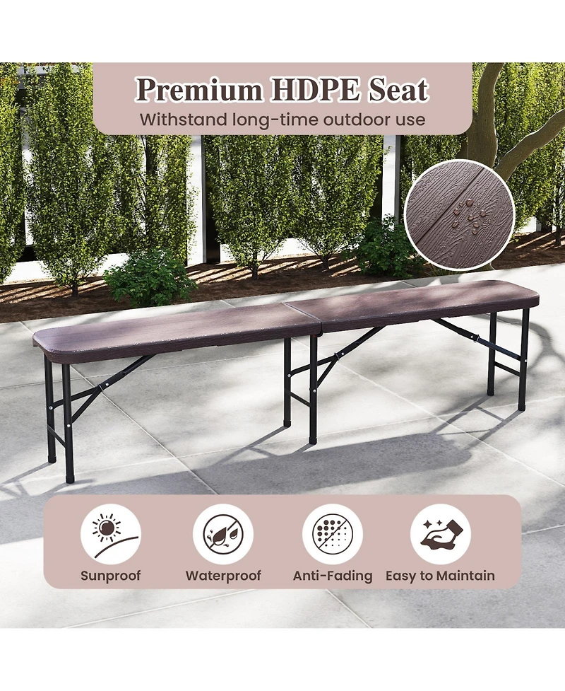 Gouun All-Weather Steel Frame Outdoor Bench 71-Inch