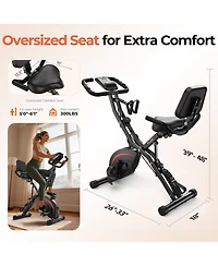 Fed Fitness 5-in-1 Folding Exercise Bike with 6.6LB Flywheel, 330LB Capacity, Magnetic Resistance, Lcd Monitor