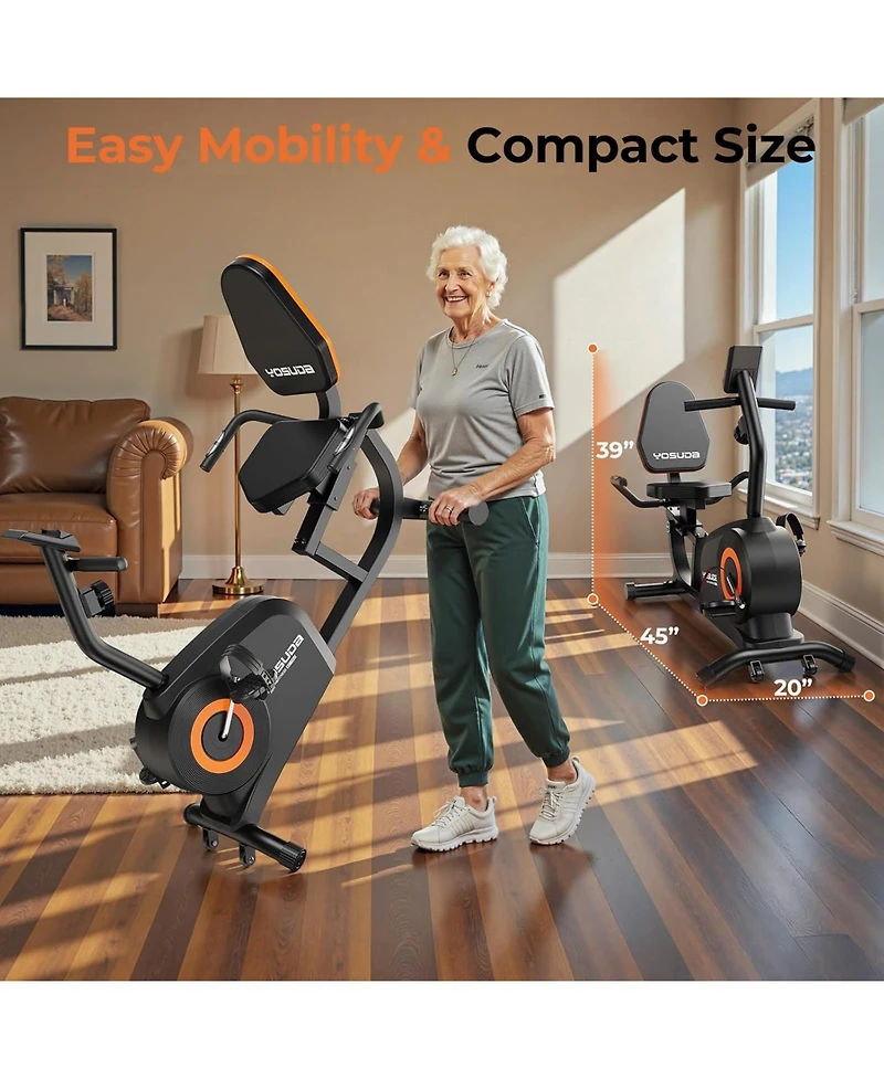 Fed Fitness Recumbent Exercise Bike for Home, 350LB Capacity, 16-Level Magnetic Resistance, Lcd Monitor and Pulse Sensors