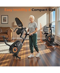 Fed Fitness Recumbent Exercise Bike for Home, 350LB Capacity, 16-Level Magnetic Resistance, Lcd Monitor and Pulse Sensors