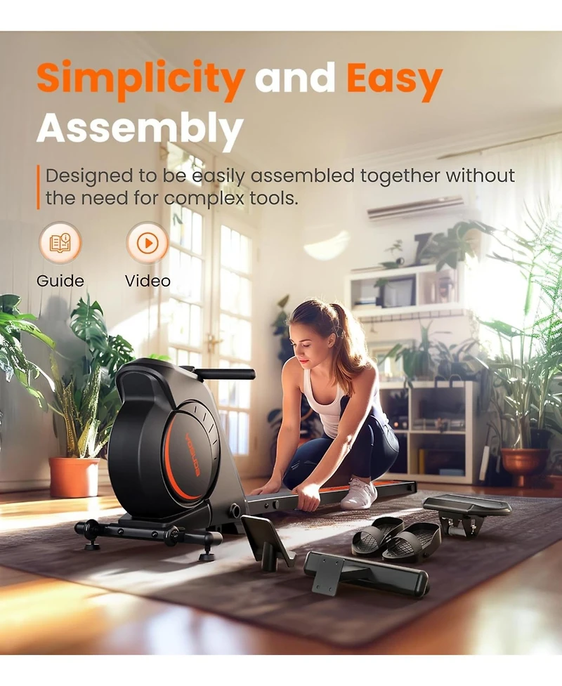 Fed Fitness Magnetic Rowing Machine for Home, Bluetooth and App Supported, for Beginners to Athletes with Comfortable Seat and Digital Monitor