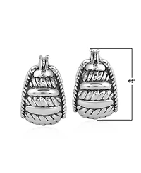 American West Jewelry Sterling Silver Rope Design Huggie Hoop Earrings