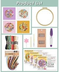 Gnuadz 4 Sets Embroidery Kit Beginners Hummingbird Flower Cross Cloth Hoops Threads