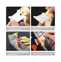 Gnuadz Embroidery Floss Organizer Box With Bobbin Winder 120 Bobbins