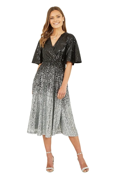 Yumi Women's Ombre Sequin V-Neck Midi Dress
