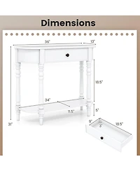 Gouun Retro 36-Inch Console Table with Drawer and Shelf