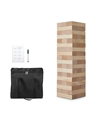 Mecale Medium Tumbling Tower 54 Pine Wood Blocks with Bag and Scoreboard