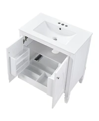 Sillysis 30 Inch Modern Bathroom Vanity with Ceramic Sink, No Assembly Required, Soft-Close Doors and Ample Storage for Home Bath