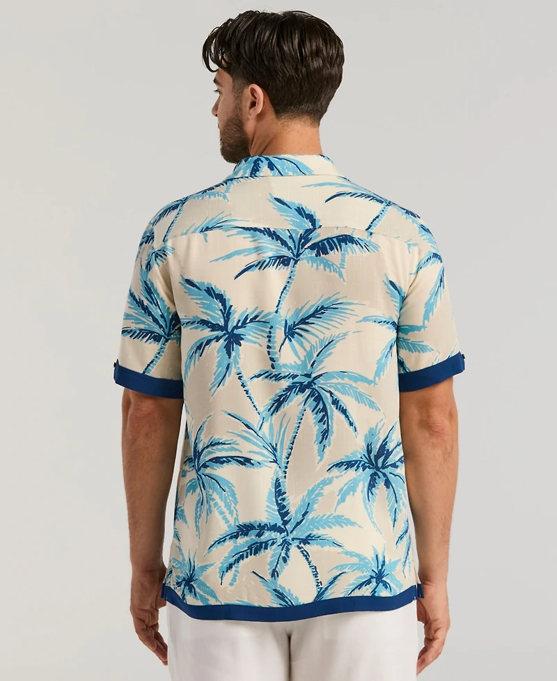 Cubavera Men's Two-Tone Palm Print Shirt