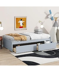 Sailvan Bed with 2 Drawers, Solid Rubber Wood
