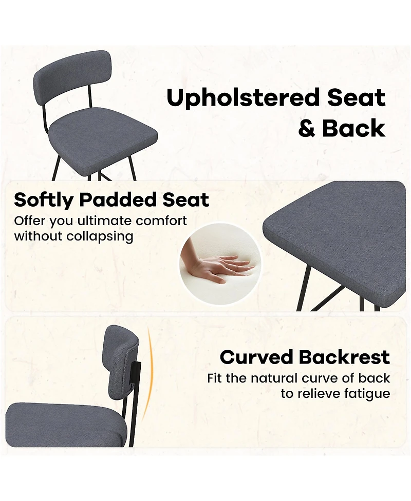 Gymax Bar Stools Set of 2 Modern Upholstered 360degree(s)Swivel Chairs 25'' Counter Height Barstools