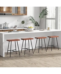 Gymax Saddle-Seat Bar Stool 4 Set Counter Height Bar Stools Curved Seat Surface