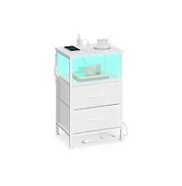 Slickblue Modern Smart Bedside Table with Led Lights and Charging Ports