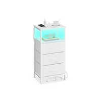 Slickblue Led Smart Bedside Table with Charging Station and App Control