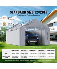 Gouun Carport Replacement Canopy Side Wall 12x20 ft, Heavy-Duty Waterproof Uv-Protected Garage Tent Tarp