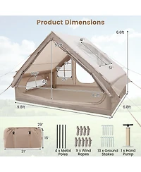 Gouun 4-6 Person Inflatable Camping Tent with Covered Porch, Carrying Bag and Quick Air-Beam Setup