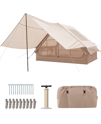 Gouun 4-6 Person Inflatable Camping Tent with Covered Porch, Carrying Bag and Quick Air-Beam Setup