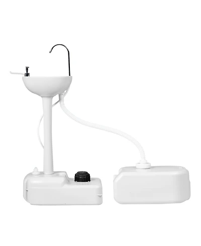Gouun Portable Camping Hand Wash Station with 4.5-Gallon Tank, Basin Stand and Foot Pump Operation