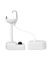 Gouun Portable Camping Hand Wash Station with 4.5-Gallon Tank, Basin Stand and Foot Pump Operation