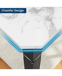 gaomon 79" Industrial Dining Table with Chamfer Corner Kitchen Table with Heavy Duty Metal Legs for Dining Room, Kitchen, Living Room