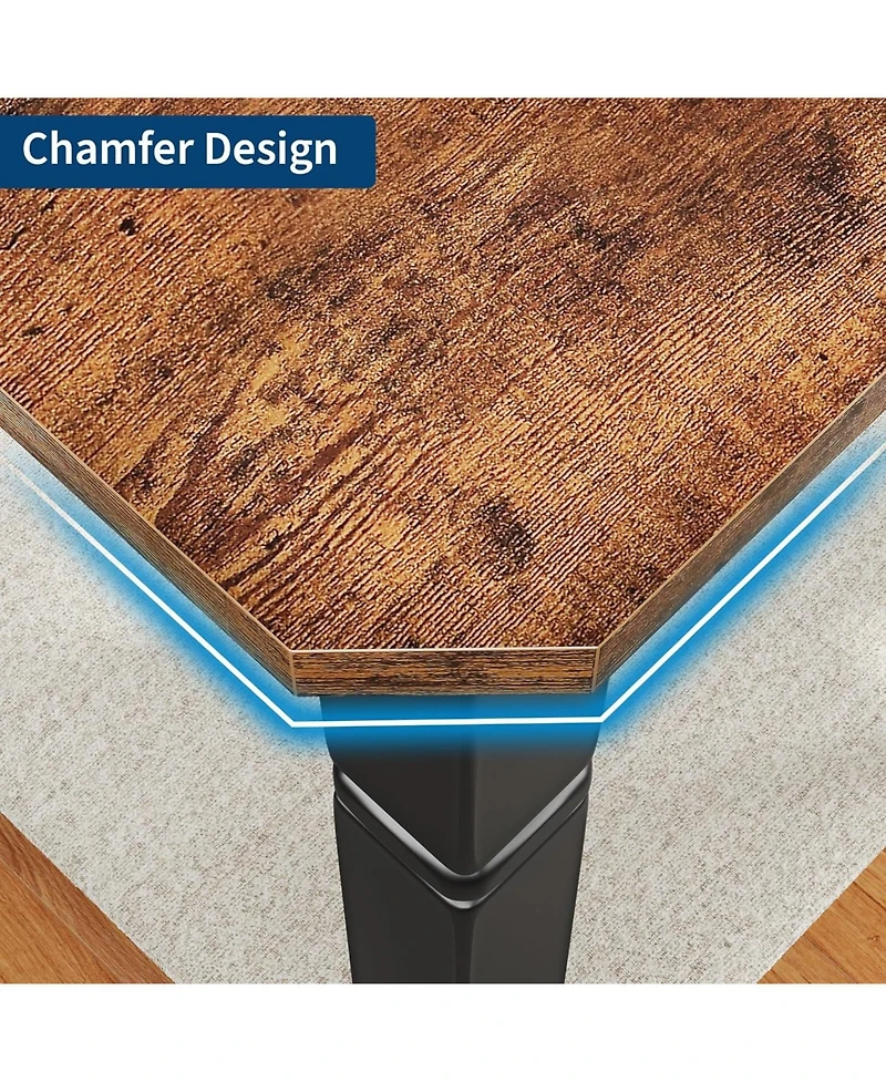 gaomon 79" Industrial Dining Table with Chamfer Corner Kitchen Table with Heavy Duty Metal Legs for Dining Room, Kitchen, Living Room