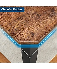 gaomon 79" Industrial Dining Table with Chamfer Corner Kitchen Table with Heavy Duty Metal Legs for Dining Room, Kitchen, Living Room