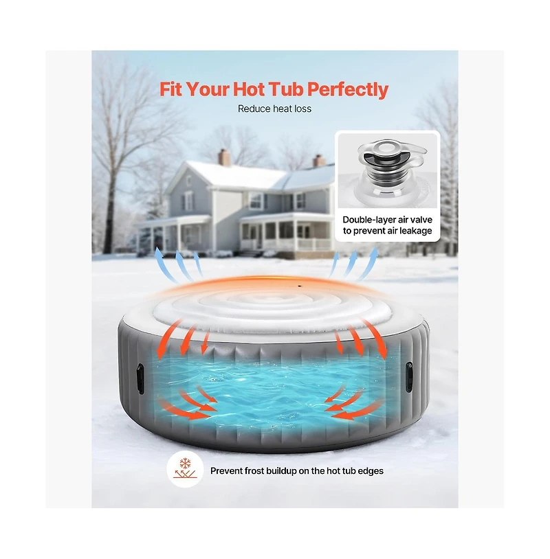 Sugift Inflatable Hot Tub Cover 65 in Round Weatherproof Waterproof Insulating Lid