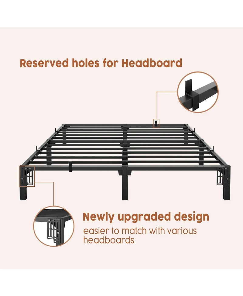 homfan 10 Inch Heavy Duty Metal Platform Bed Frame - Reinforced Iron Slats and Legs, 800 lbs Capacity, Noise Free