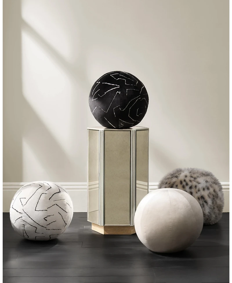 Z Gallerie Spotted Faux Fur Ball Pillow