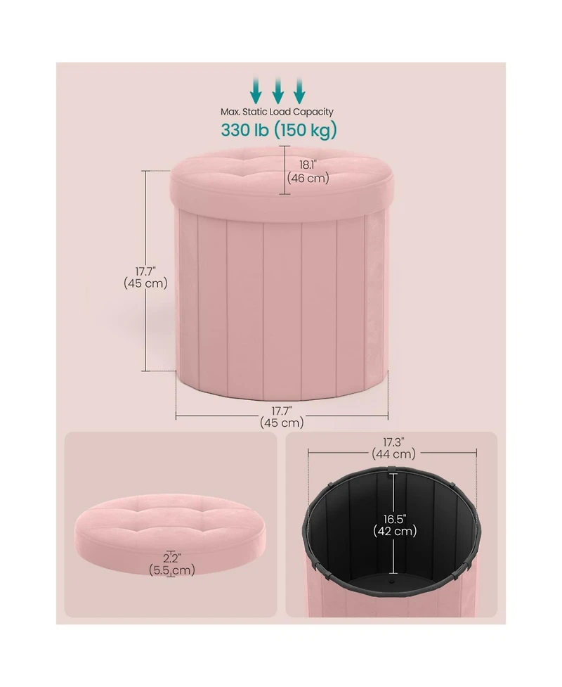 Slickblue Modern Round Storage Ottoman with Removable Top Lid Seat