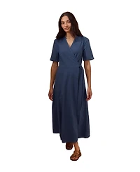 Celtic & Co. Women's and Luxurious Linen Wrap Midi Dress