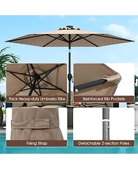Gouun 7.5 feet Solar Powered Patio Umbrella with 18 Led Lights and Crank Handle