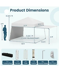 Gouun 14 x 9.2 feet Pop-Up Canopy Tent with 2 Convertible Sidewalls and Awning