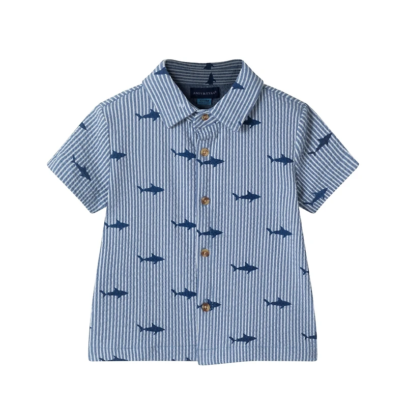 Andy & Evan Infant Boys Shark Buttondown and Shorts Cabana Set