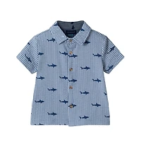 Andy & Evan Infant Boys Shark Buttondown and Shorts Cabana Set