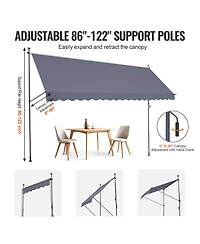 Gouun 178 x 47 in Retractable Patio Awning with Manual Crank Handle, Adjustable Height 86 to 122 in