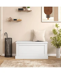 Gouun Large Storage Chest with Safety Metal Hinge and Flat Top Surface