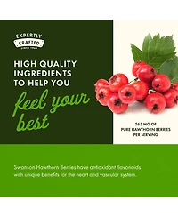 Swanson Hawthorn Berry Antioxidant, Circulation Support 250 Capsules, 565 Miligram Each