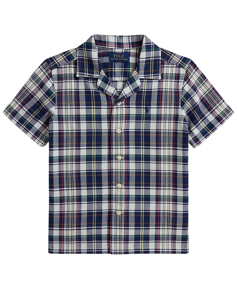 Polo Ralph Lauren Boys' 2T-7 Plaid Cotton Oxford Camp Shirt
